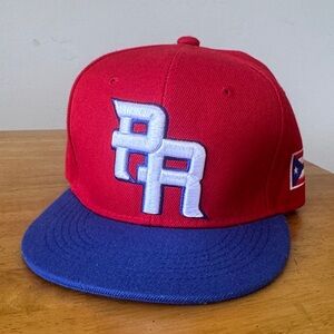 Red and Blue Baseball Cap with PR Logo